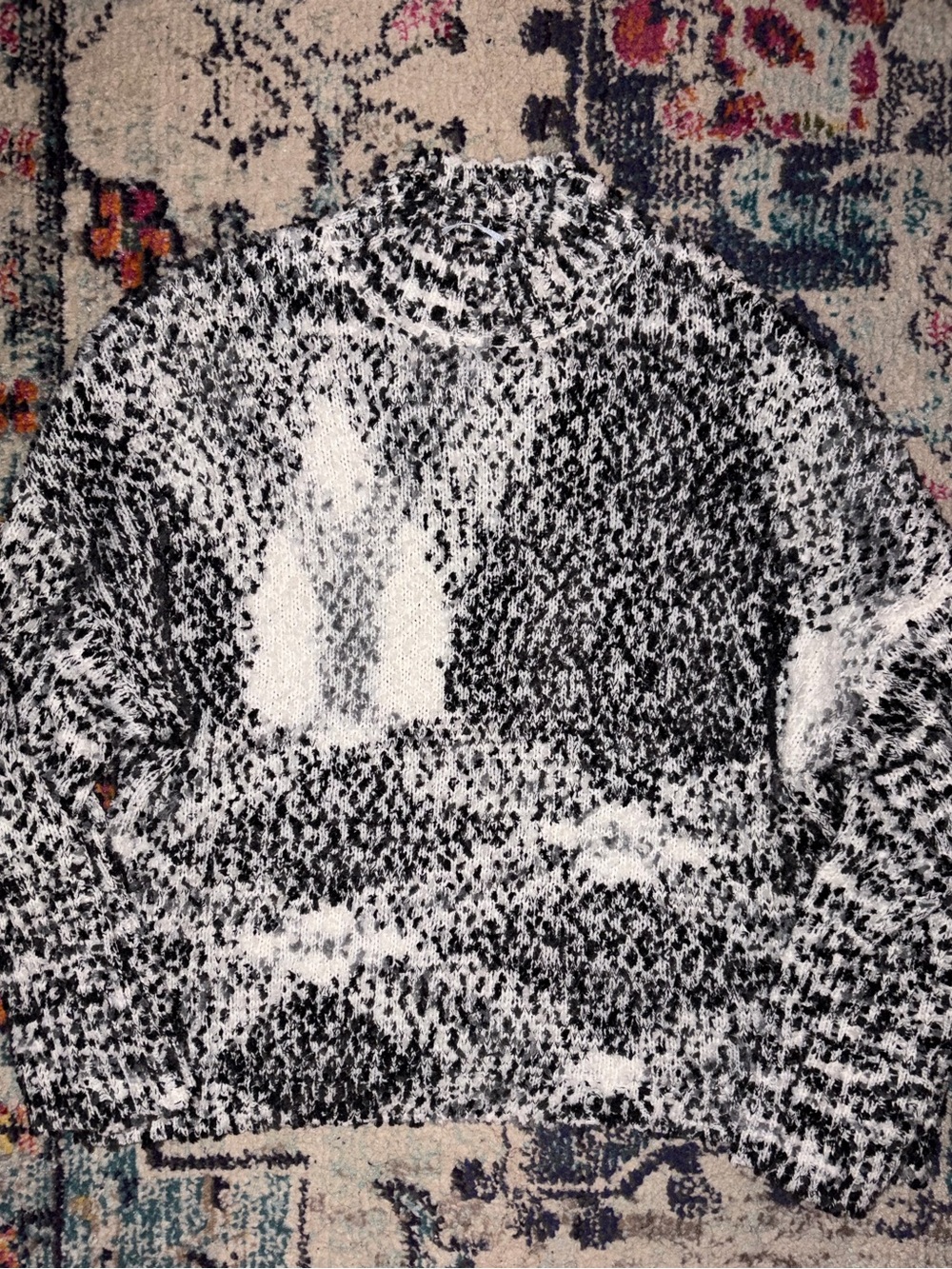 Andrew Marc Black & White Marled Cowl Neck Sweater
